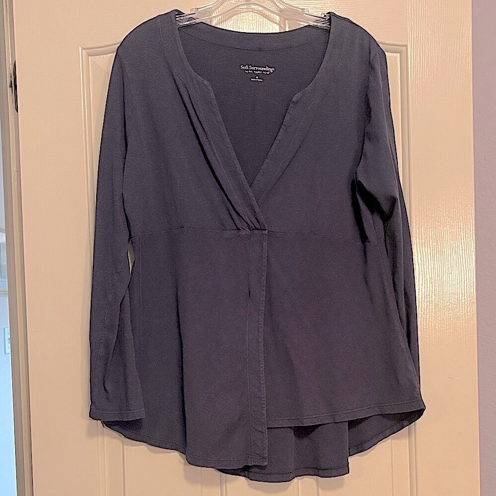 Soft Surroundings Deep Blue Wrap Blouse